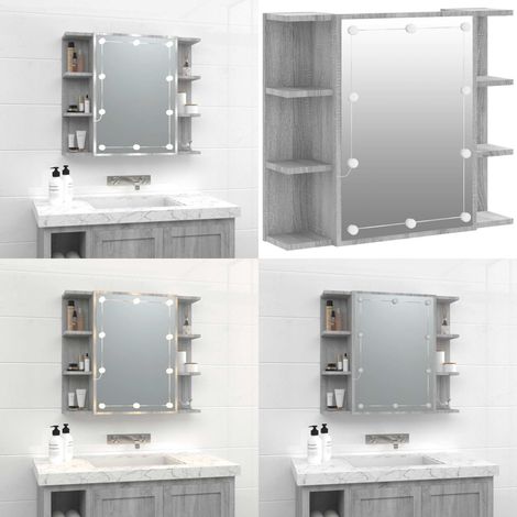 Armoire à miroir avec LED Sonoma gris 70x16,5x60 cm - Armoire À Miroir - Meuble Salle De Bain - Éclairage Led - Rangement Cosmétiques - Miroir Lumineux - Home & Living (1/5)