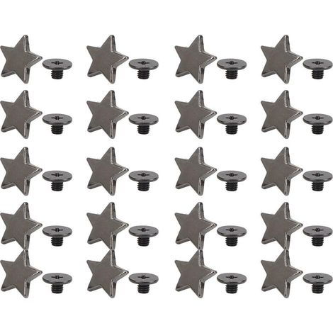 20 Pcs Étoile Forme Rivet, Étoile Goujon Bouton Étoile Rivets Snap Goujons DIY Vêtements Chaussures Décoration avec Vis Couleur métal Noir Accessoires de Maroquinerie (1/5)