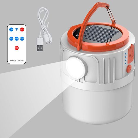 Lampe solaire de camping avec batterie USB, powerbank et lampe torche, idéale pour randonnée, pêche et tente