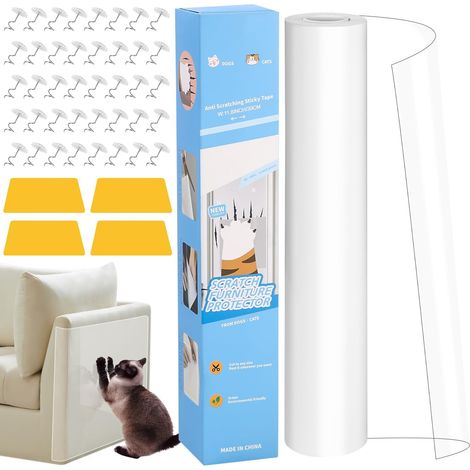 Protection canapé Chat Anti Griffe, Film Protecteur Autocollant 600cm x 30cm, Transparent protège Griffes pour Meubles, Porte (1/5)