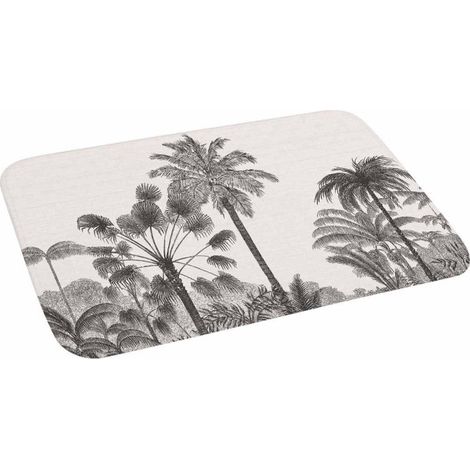 Tapis de Bain Imprimé "Cocoty" 45x75cm Noir & Blanc (1/2)