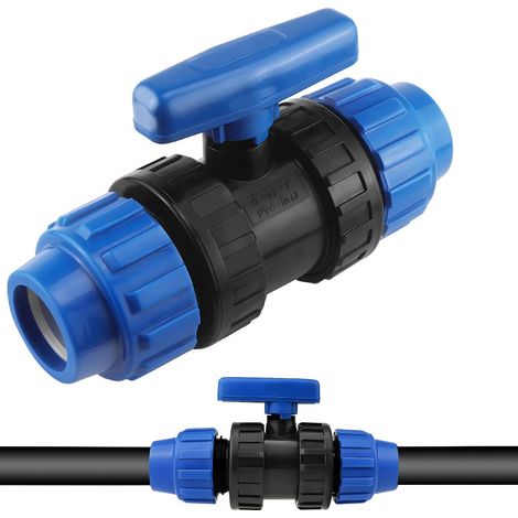 Raccord de serrage en polypropylène - 32 mm - Robinet à boisseau sphérique en PVC - Pour tuyau en polyéthylène - Raccord rapide pour eau potable - Vanne (1/5)