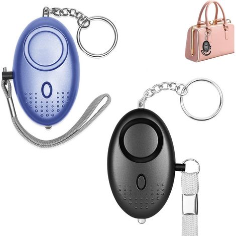 Lot de 2 - 140 dB - Alarme personnelle - Avec lampe torche LED et anneau porte-clés (1/4)
