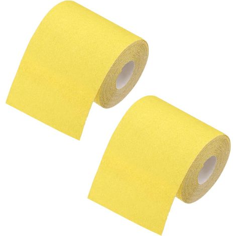 Lot de 2 Rouleau de Papier Abrasif, 93mm x 5m Papier de Verre Rectangulaire Grain 120 Papier a Poncer Toile Emeri Bande Abrasive pour le Bois, le Métal, la Peinture, le Plâtre (1/5)