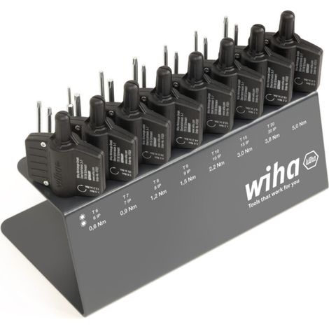 Wiha Tournevis dynamométrique avec poignée clé Set easyTorque Key TX, TXPlus 23 pièces limiteur de couple préréglé sur support d’établi (47198) (1/5)