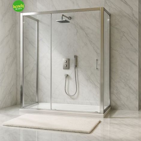 Porta scorrevole box doccia Nilo Silqua by Mobo trasparente spess. 6mm h 195 x 136/140 cm (1/3)