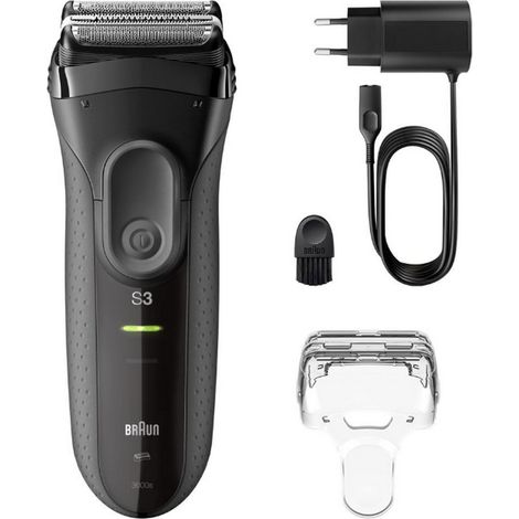 rasoio elettrico ricaricabile e impermeabile, grigio - 3-3000S - Braun