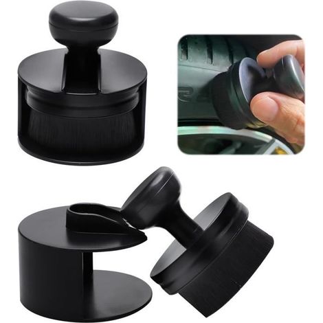 Lot de 3 brosses de polissage pour pneus de voiture, applicateur de pansement de pneu avec support, brosse de nettoyage de pneus (1/4)