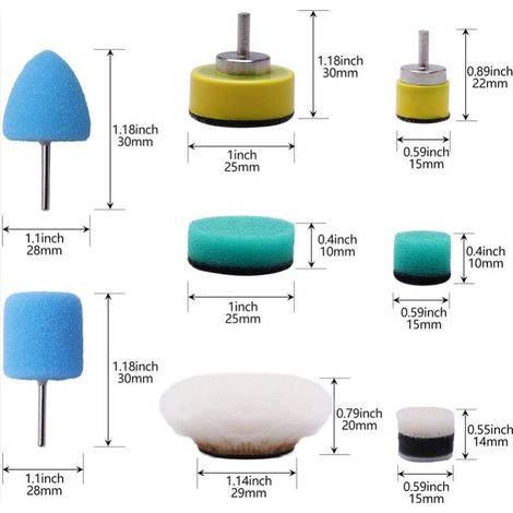 Mini éponges de polissage ensemble de polissage 16 pièces 15mm 25mm Kit de tampons de polissage éponge de polissage Kit de boule de polissage pour voiture ponçage polissage pour outil rotatif (1/3)