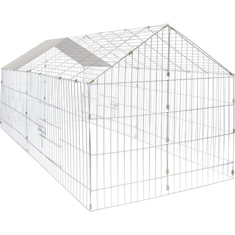 Fudajo – Parc enclos pour petits animaux – 180 x 75 x 75 cm – Acier galvanisé – Clôture verrouillable avec toit grillagé – Accès facile par 2 portes