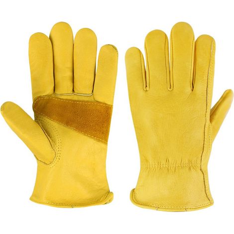 Gartenhandschuhe aus Rindsleder, verschleißfest, rutschfest, durchstichfest, für Farm Ranch, Autoreparatur, Fahrer, Arbeitsschutzhandschuhe (1/4)