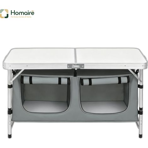 Gartentisch, Oxford-Stoff und graues Holzdekor in MDF 120 x 47 x 69,5 cm HOMAIRE (1/5)