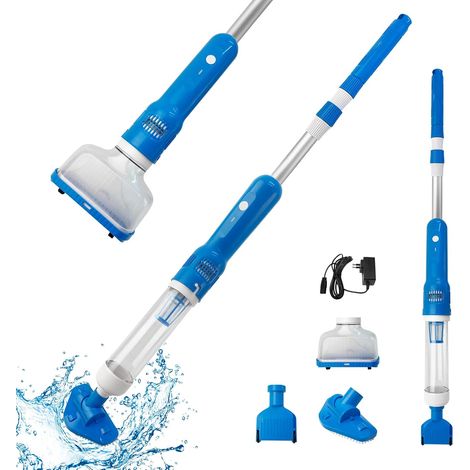 Aspirateur de Piscine sans Fil, 3 en 1 Rechargeable Aspirateur Manuels de Piscine Portable avec Manche Télescopique, Nettoyeur de Piscine Électrique pour Piscine, Spa (1/5)