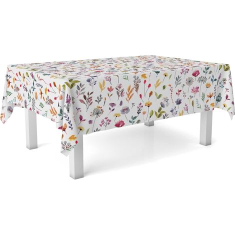 1 Nappe en toile cirée 100x140 cm, PVC et polypropylène, motif fleurs, pour salle à manger