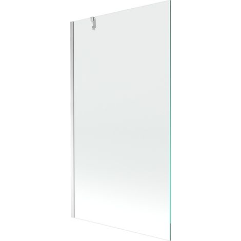 Pare-baignoire fixe Silla, paroi de baignoire 100x150 cm en verre trempé, installation murale facile, design moderne, Chromé