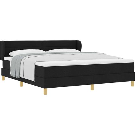 Lit double Lit adulte Lit à ressorts avec matelas Noir 180 x 200 cm tissu (1/5)