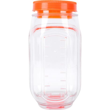 Pot à salade en plastique réutilisable, étanche, à ouverture latérale et compartiment à vinaigrette, pour la préparation des repas (orange). (1/5)