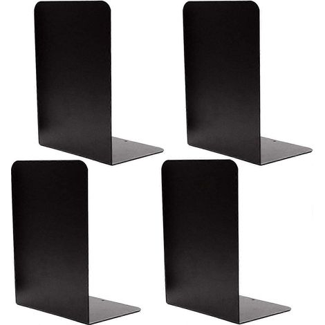 Quatre serre-livres décoratifs robustes en métal noir avec supports de serre-livres en métal munis de coussinets en caoutchouc. (1/5)