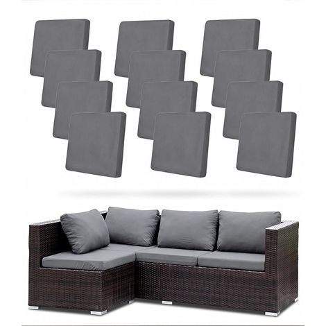 12 Pack Stretch Outdoor Sofa Cushion Covers, Grey Replacement Sofa Seat Cushion Covers for Garden Living Room, Patio Furniture (1/2)