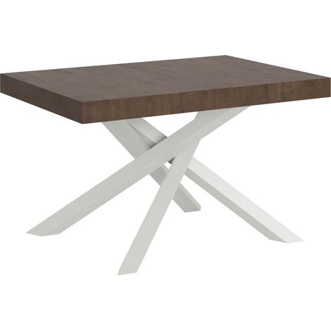 Table extensible 120/224x90 cm Volantis noyer pieds blancs (1/5)