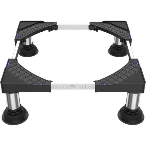 QORVA-(Noir) Support de machine à laver 4 Pieds à Ventouse Socle Lave Linge Charge 250 kg pour Frigo Lave-linge Sèche-linge réglable 45-65 cm (1/5)