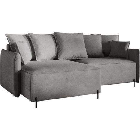 Ecksofa Schlafsofa BETTO Stoff Now or Never Dunkelgrau Ottomane Links (1/4)