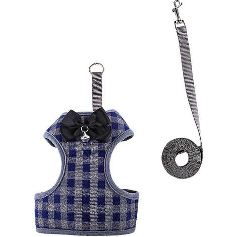 Conjunto de ropa para perros pequeños: chaleco y correa, color azul, talla S. Transpirable. Ideal para uso en exteriores. 1 juego de 2 piezas. (1/5)