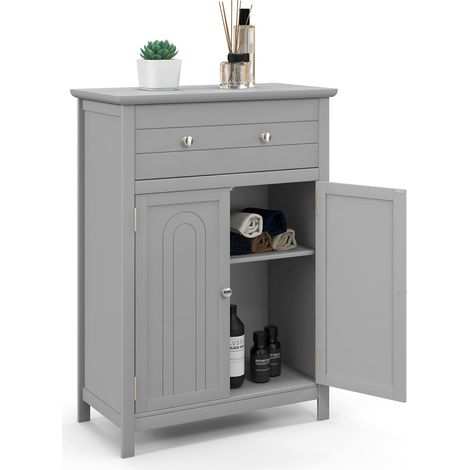 COSTWAY Bathroom Storage Cabinet Free Standing Bathroom Cabinet-Grey (1/5)