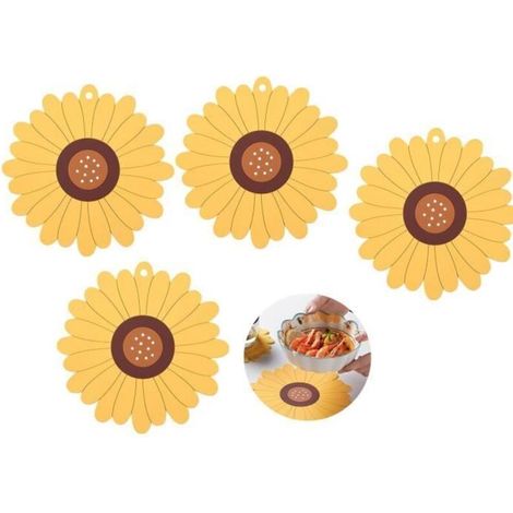 Sets de Table - Napperon Antidérapant - Forme de Fleur de Soleil - Lavable - 19.5x19.5cm (1/4)