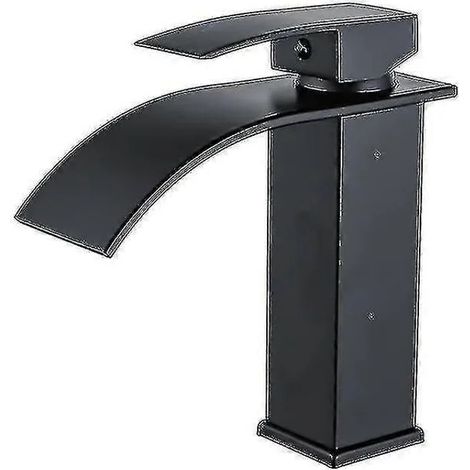Robinet mitigeur monocommande en laiton noir pour salle de bain, avec bec cascade haute pression et cartouche céramique de 35 mm.