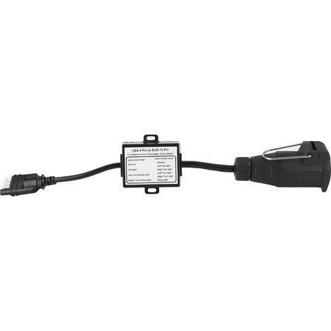 Aramox Anhängerkabeladapter, Anhängerstecker aus Kunststoff, US 4-poliger Flachstecker auf EU 13-poligen tragbaren Anhängerbeleuchtungsstromkreis-Kabeladapter