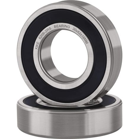 Lot de 2 Roulements à billes étanches 6206-2RS 30x62x16mm acier 100Cr6 Fonctionnement silencieux (1/5)