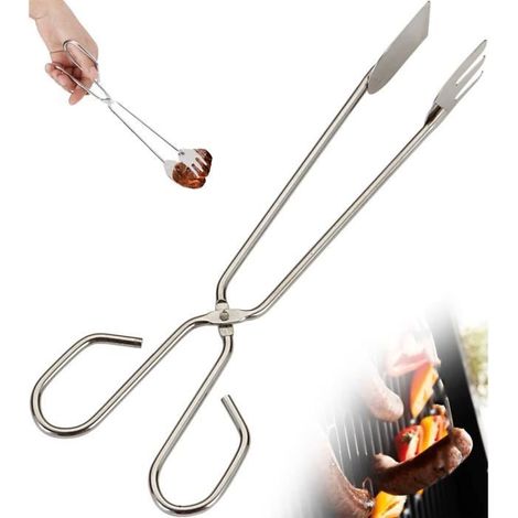 HONORNIC - Pince de Cuisine,Pince à Barbecue,Pince à Grillade,Pinces à Charbon de Bois,Pince à Griller,Pinces à Feu,Pinces Alimentaires en Inox