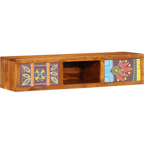 TV-Wandschrank Mehrfarbig 100x30x22 cm Massivholz Akazie