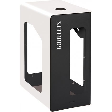 Borne de tri sélectif Cubatri Vigipirate, sans serrure - gobelets - 90l - gris manganèse / blanc - RAL 9016 (1/3)