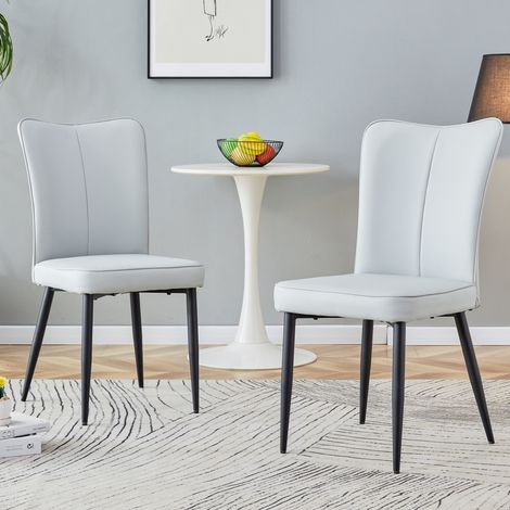 Juego de 2 sillas de comedor modernas de PU, 89 cm, gris claro y negro, DESVIAE (1/5)