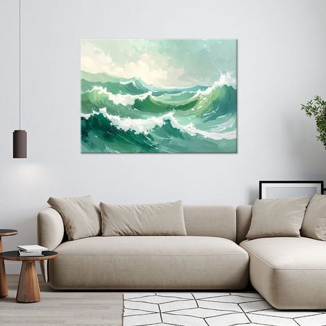 Wandbild Meereswellen Pastelllandschaft Grünes Meer 90x60 (1/4)