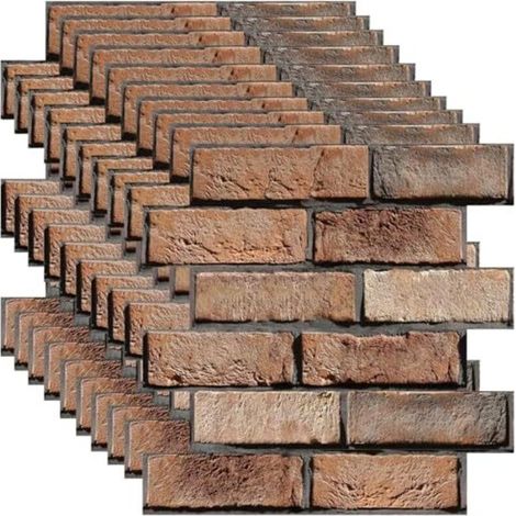 Juego de 10 paneles de pared autoadhesivos de PVC 3D para decoración de interiores, papel pintado 3D impermeable para dormitorio, cocina, sala de estar, oficina, 30 x 30 cm (efecto ladrillo sin juntas (1/5)