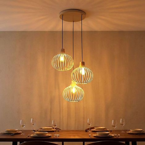LED Hängeleuchte Pendelleuchte Esszimmerlampe Höhenverstellbar Beige H 120 cm (1/5)