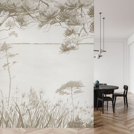 Papier peint panoramique Sur les bords du lac, Beige 375 x 250cm (1/5)