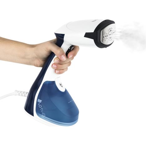 HKoenig Plancha Vapor Vertical Muy Potente, 1640 W, 24 g/m, Suela de Acero Inozidable, Depósito de Agua Extraíble de 250 mL, Autonomía Ilimitda, Ideal para Viaje, Azúl STM10, Plastico, Azul (1/4)