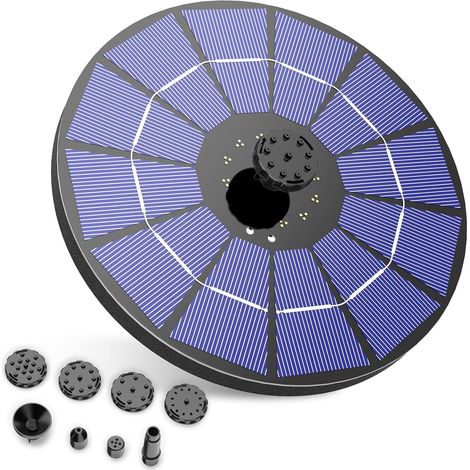 Fontaine Solaire Extérieur 3.5W, Flottante Pompe Bassin Solaire avec Batterie et 6 Buses, pour Bain d'oiseaux Etang Jardin Fontaine (3.5W)
