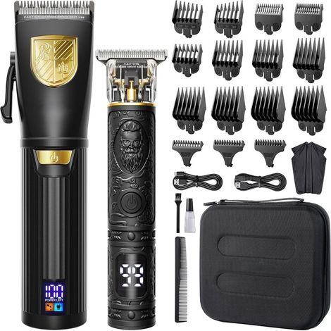 Cortapelos eléctrico inalámbrico para hombre con pantalla LED y 15 peines guía: ideal para barberos. Regalo perfecto para hombres. (1/5)