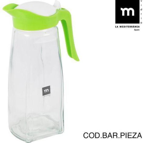 1,4 lts. jarra vidrio con tapa basculante asa verde para nevera mod optima lamediterranea