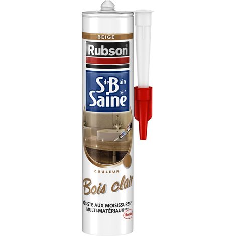 Rubson – Mastic de fixation silicone beige 280 ml – Étanchéité pour projets de rénovation – Pour espaces humides et confinés