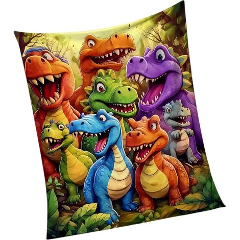Plaid Flanelle Chaude Multicolore Couverture De Lancer Dinosaure Decoration De Canape Pour Garçons Filles Adolescents Fauteuil Salon Salle De Séjour Chambre (1/5)