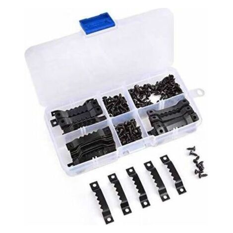 Lot de 100 crochets de fixation pour cadre en bois avec 200 vis - Crochets pour cadre photo - Noir Noir (1/4)