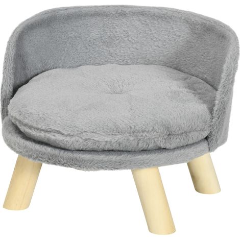 Skandinavisches Hundesofa mit abnehmbarem, weichem Kissen, graues Holz, 40 x 33 cm