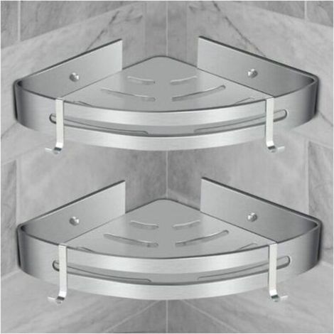 Etagere De Douche - Aluminium Spatial Anodise - Installation Auto-Adhesif Sans Perçage - Pour Salle De Bain Cuisine - Lot De 2 (1/5)