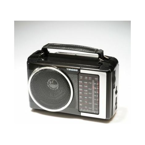 Radio portable à piles Tiross, compacte et efficace pour profiter dela radio n'importe où.